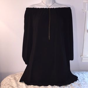 Black Pleated Off the Shoulder Dress Size Small